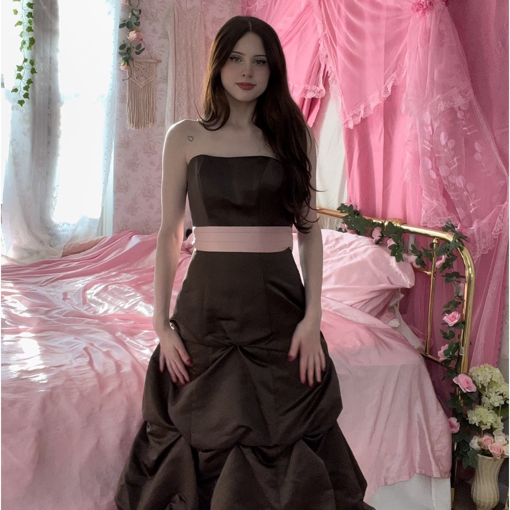 Vintage brown and pink prom dress